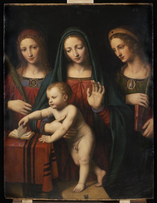 Bernardino Luini: Mária gyermekével, Alexandriai Szent Katalinnal és Szent Borbálával
