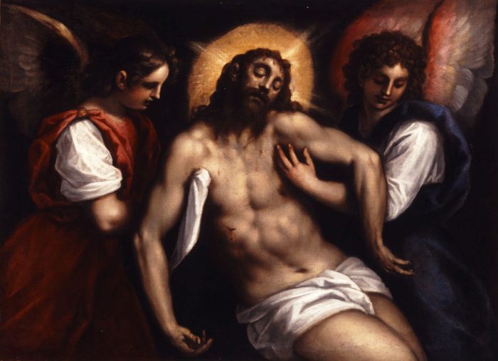 Jacopo Palma il Giovane: A halott Krisztus két angyallal